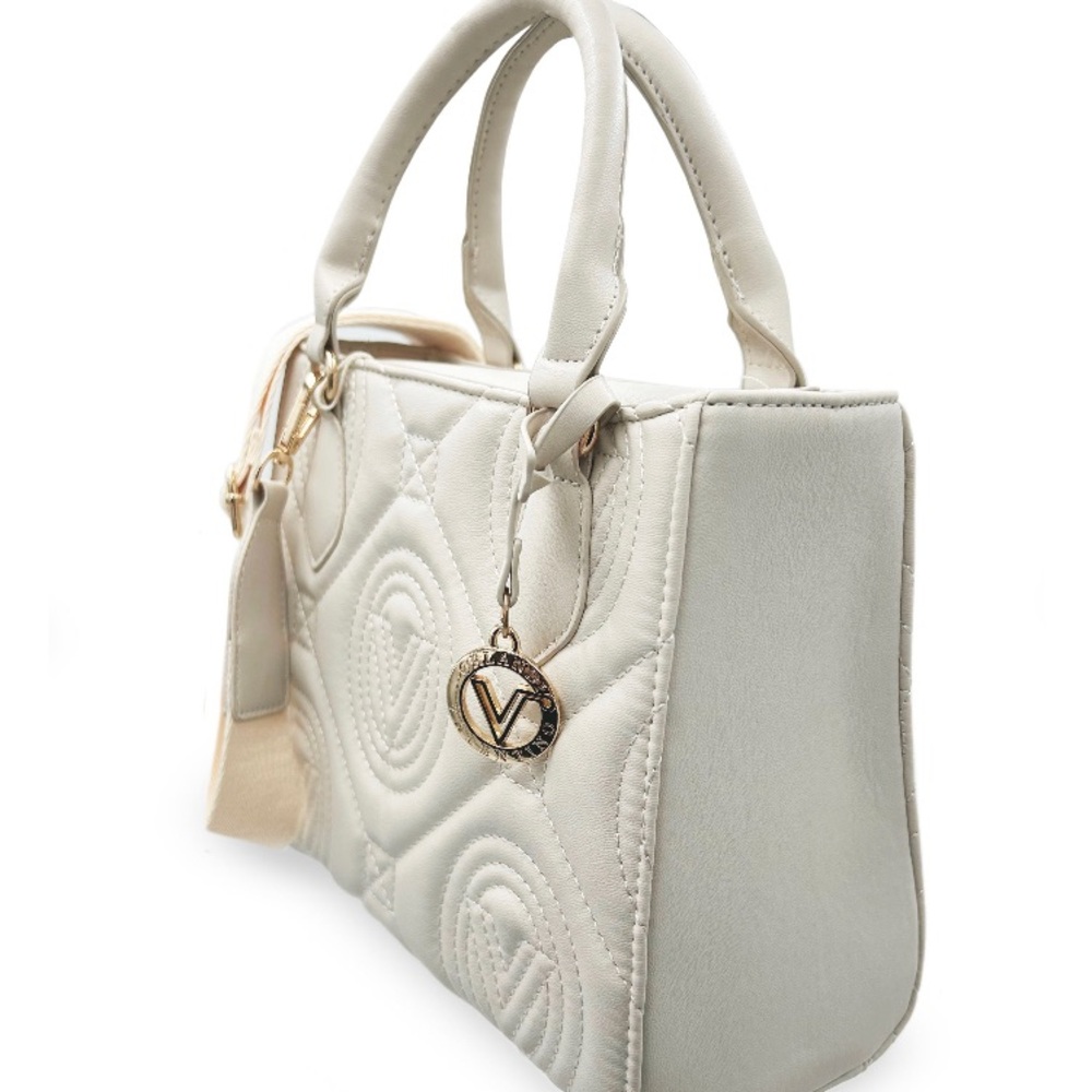 New Valentino Orlandi Quilted Tote Bag Style# V-2012 Bone Color NWT